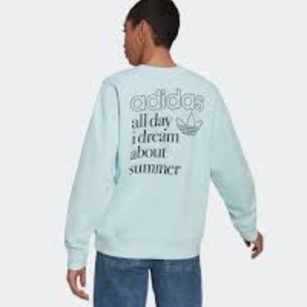 NWT! adidas Women's Originals Graphic Sweatshirt Almost Blue/Small